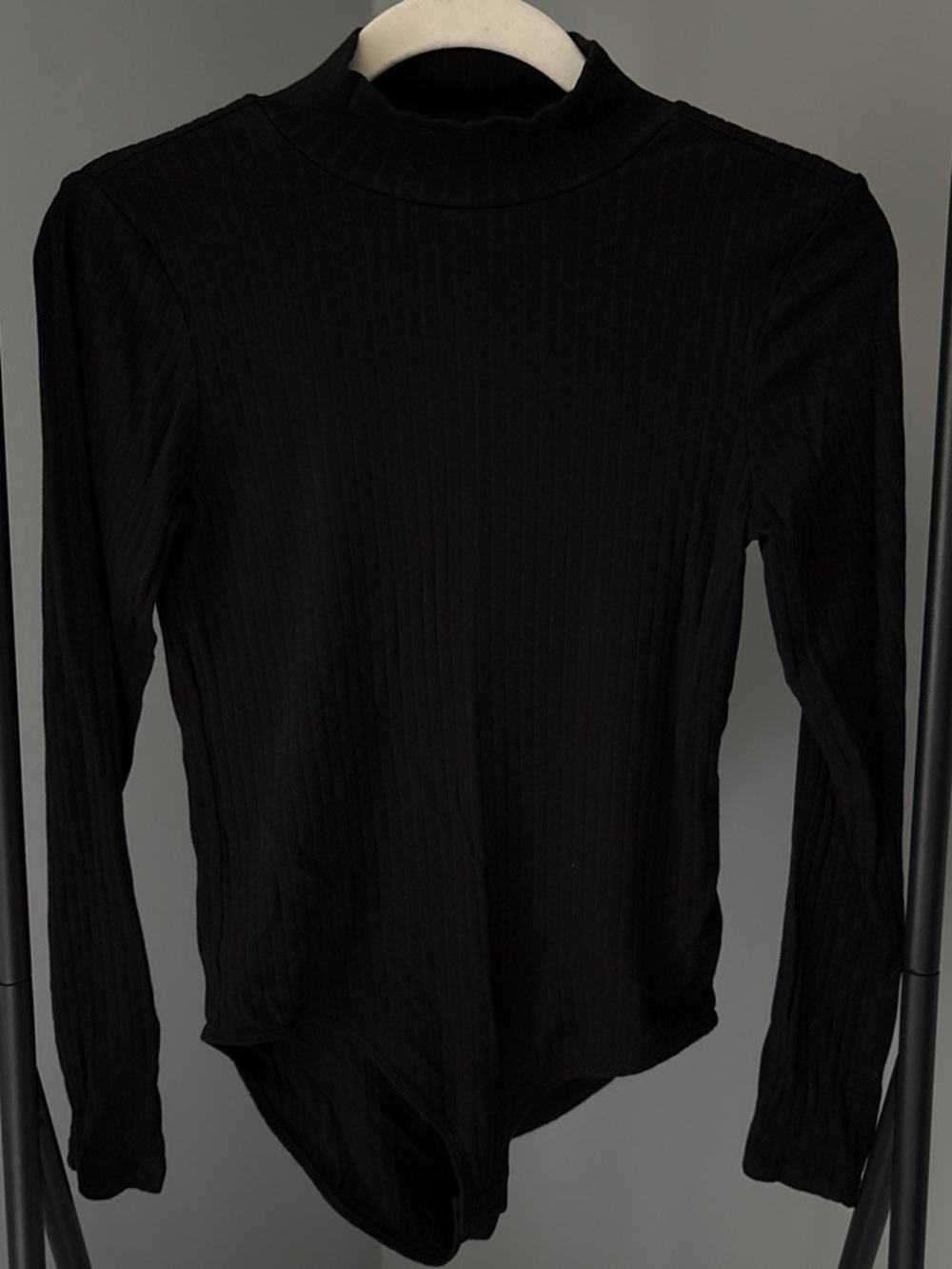 Gap Black Ribbed Mock Neck Women's bodysuit